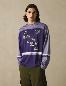T-Shirt En Mesh À Manches Longues Imprimé Xl Violet - Bershka - FashionsVida