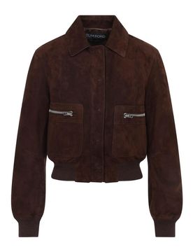 Giubbotto bomber in pelle scamosciata