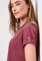 T-Shirt mit Split Neck und Knopfdetails female Rosa