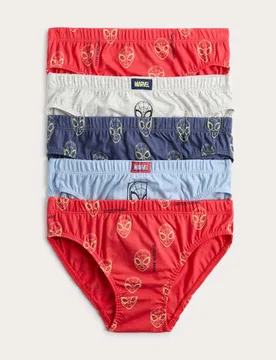 Pack Pure Cotton Spider-Man™ Briefs (18 Mths - 8 Yrs) Red Mix male - M&S - FashionsVida