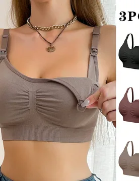 Piezas de sujetadores de maternidad simples y sólidos para mayor comodidad durante la lactancia - Shein - FashionsVida