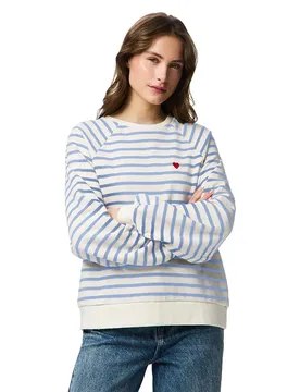Sweat-shirt Greta Emb Ub Cloud Dancer / Hydrangea / Heart Emb L