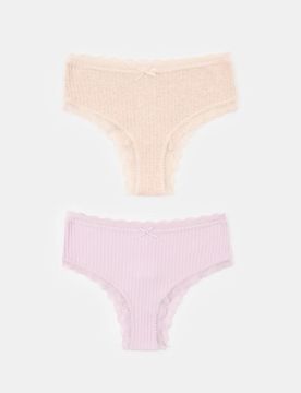 Mutandine brasiliane in cotone con pizzo 2 confezioni - multicolor
