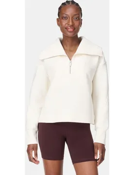 Sudadera de mujer Peaceful Rib Half Zip Cropped Sweatshirt - Sweaty Betty - FashionsVida