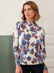 Viskose-Shirt Rollkragen - Multicolor - female - Size: 40