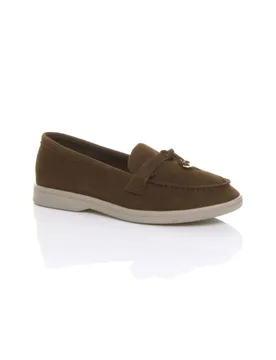 Women's Flat Slip On Smart Loafers in Dark Brown Size: 7 - Dark Brown - Size: 7 - Ajvani - FashionsVida