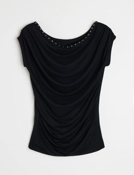 Blusa in misto viscosa con dettaglio lucido - nero
