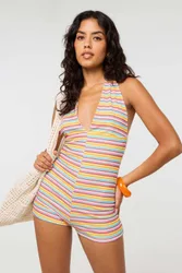 Women's Multi Multi Stripe Halter Playsuit Size: Small/Medium - Multicolor - Size: S/M