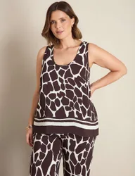 Animal Print Scoop Neck Vest Top Brown female