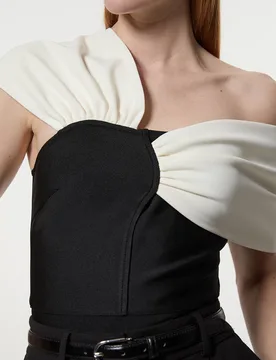 Figure Form Bandage Knit Asymmetric Strap Top - Mono - Size: S - Karen millen - FashionsVida
