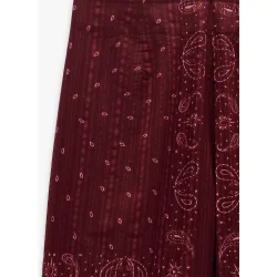 Pantalones rectos de mujer 100% algodón con cintura elástica y estampado paisley