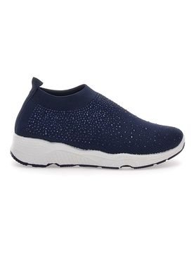 Sneakers Slip On Blu con Strass 090264 37