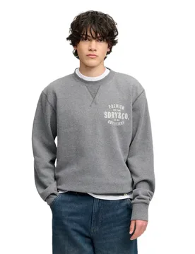 Felpa Block Text Crew Light Charcoal Marl S - Superdry - FashionsVida