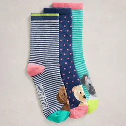 Womens Dog Pals Organic Ankle Socks - 3 Pairs