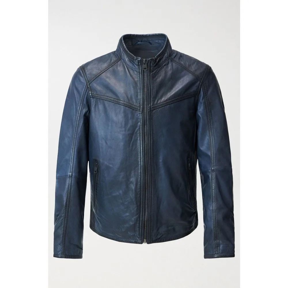 Chaqueta de piel de hombre regular con cremallera - Salsa Jeans - FashionsVida