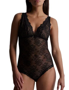 Womens Danse Des Sens Plunge Bodysuit - Black Polyamide - Size Medium - Aubade - FashionsVida