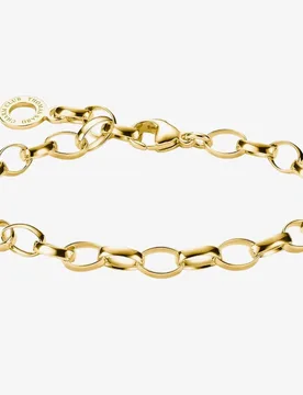 Women's 18ct Gold Plated Oval Belcher Charm Bracelet X0031-413-39-L19, 5 - Gold - Size: One Size - Thomas sabo - FashionsVida