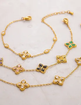 Fashion Colored Zircon Flower Bracelet for Women European and American Personalized Stainless Steel Bracelet Jewelry Accessories - Aliexpress - FashionsVida