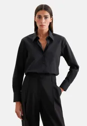 Hemdbluse in A- Linie aus Baumwollpopeline Schwarz 40