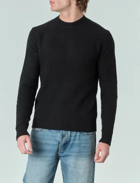 Maglia girocollo nera in cotone stretch bouclé - Priority House - FashionsVida