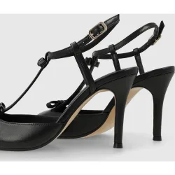 Sandalias negras mujer en piel| Elegante