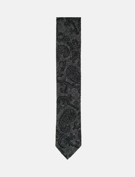 Schmal (5cm) Krawatte Paisley Schwarz ****