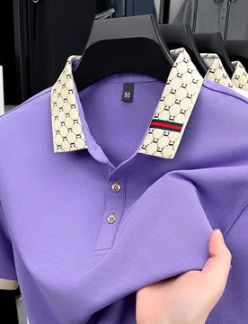 Light luxury brand letter embroidered short sleeve T-shirt men's summer fashionable Korean casual high-end breathable POLO shirt - Aliexpress - FashionsVida