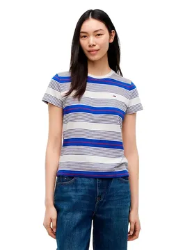 T-shirt à Manches Courtes Dw0dw23561 Off White / Noble Blue Stripe S