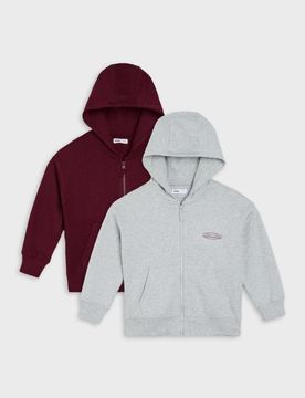 Felpa con cappuccio con zip in cotone - grigio chiaro