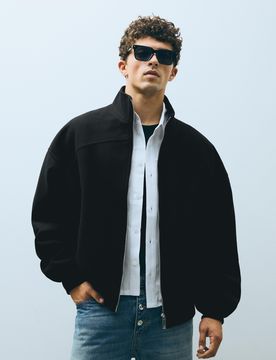Blouson Bomber En Drap De Laine Xl Noir