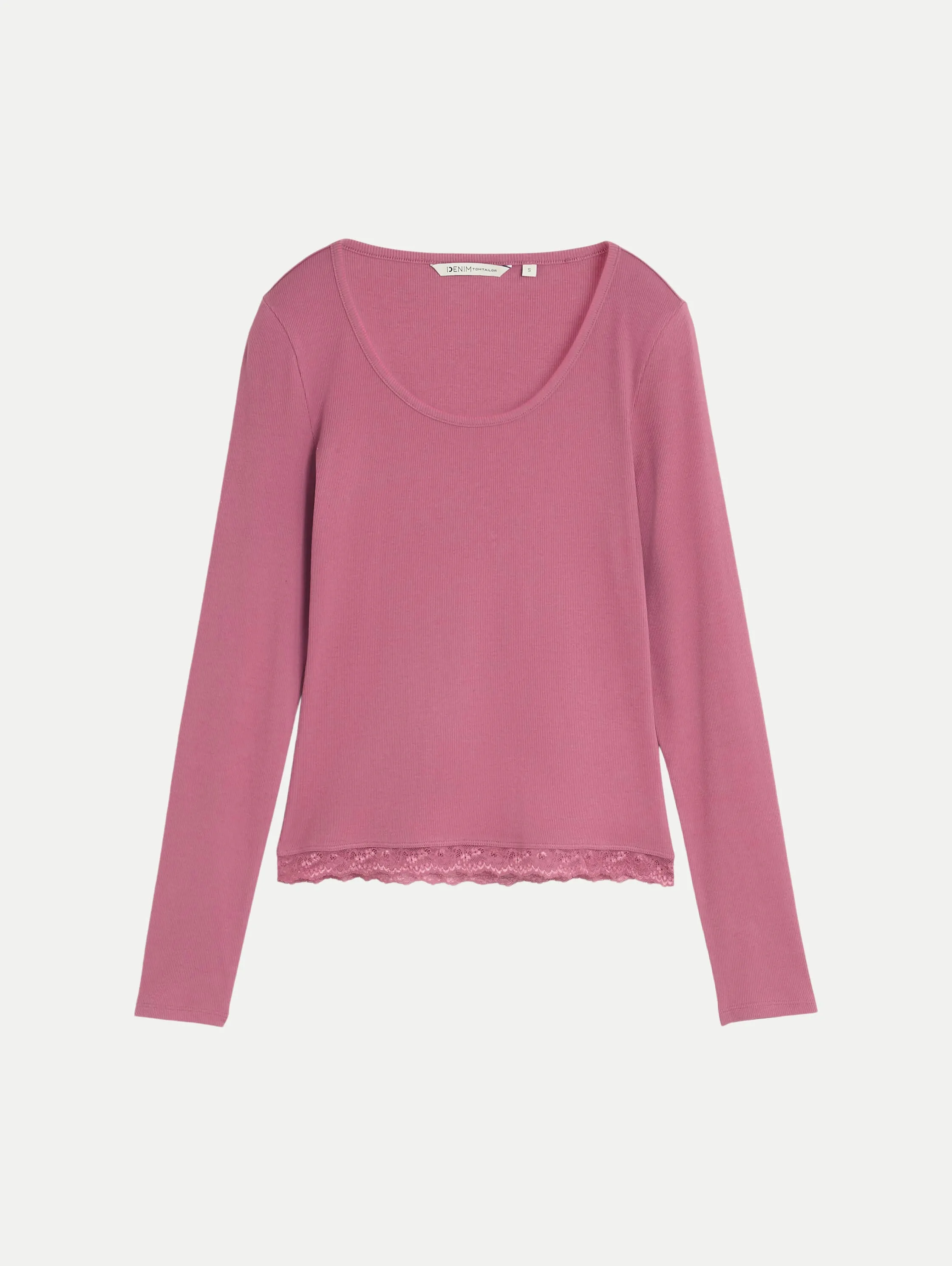 Langarmshirt mit Spitzen-Detail Rosa L - Tom Tailor Denim - FashionsVida