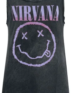 Top - Smiley - S bis M - für Damen - Größe M - schwarz - Lizenziertes Merchandise! - Frauen - female - Nirvana - FashionsVida