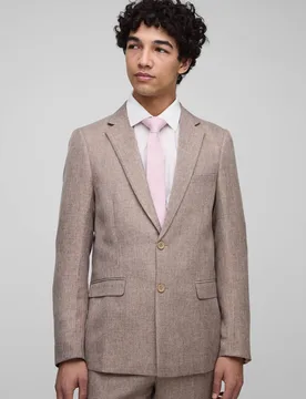 Herren Slim Fit Einreihiges Sakko Brown Größe XL - boohooMAN - FashionsVida