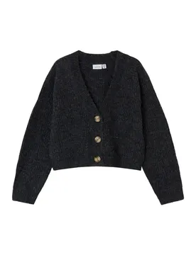 Cardigan Holly Boxy Short Dark Grey Melange 7-8 Anni
