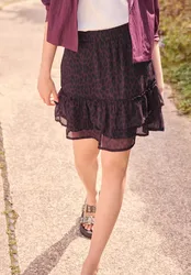 Street One Knielanger Chiffonrock mit Leo-Print female Lila