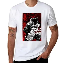 Them Crooked Vulture Playing On The Guitar Red Background T-Shirt funny t shirts cotton T-Shirt