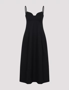 Bustier Midi Dress in Cotton Sateen