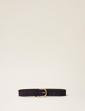 Ceinture en cuir velours avec logo