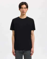 T-shirt nera Selected mezza manica in puro cotone