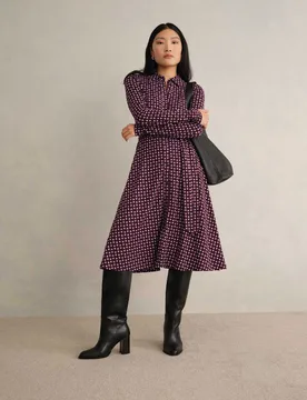 Jersey Geometric V-Neck Midi Shirt Dress Blue Mix female - Hobbs - FashionsVida