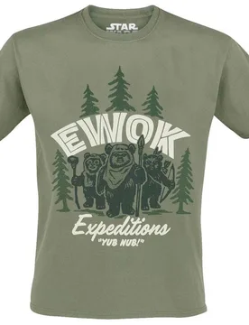 Disney T-Shirt - Ewok - S bis XL - für Männer - Größe XL - oliv - Lizenzierter Fanartikel - Männer - male - Star Wars - FashionsVida