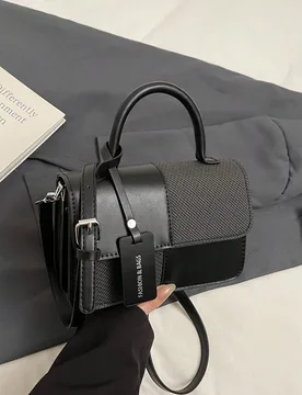 Bolso de mano cuadrado para mujer, diseño patchwork de cuadros bicolor, elegante y minimalista a la moda, adecuado para llevar al hombro o cruzado, c - Shein - FashionsVida