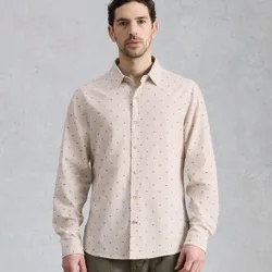 Douglas Long Sleeve Dobby Organic Shirt - Natural