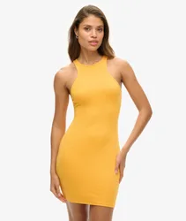 Superdry Damen Gelb Jersey Racer Minikleid, Größe: 40
