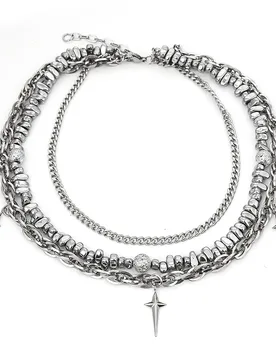Hiphop Multi-Layer Cross Star Chain For Women Men Stainless Steel Y2K Streetwear Cool Rapper Rock Necklace Jewelry Accessory - Aliexpress - FashionsVida
