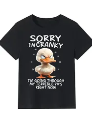 Funny "Terrible 1970s" duck pattern T-shirt-100% cotton round neck short sleeve T-shirt