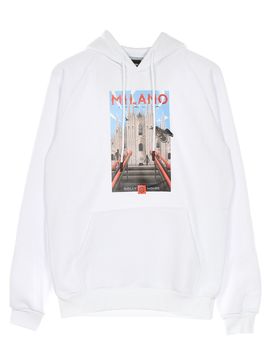 Felpa Cappuccio Uomo Milano Hoodie White