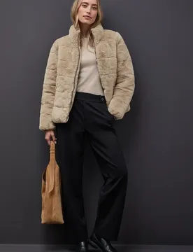 Fake Fur Steppjacke female Beige