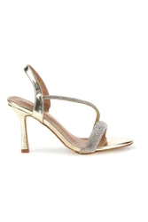 Sandali oro con strass tacco alto P704 38