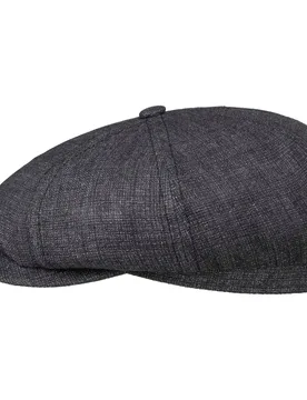 Hatteras Iverton Linen Flat Cap by - grey-mottled - Size: 57 cm - Stetson - FashionsVida